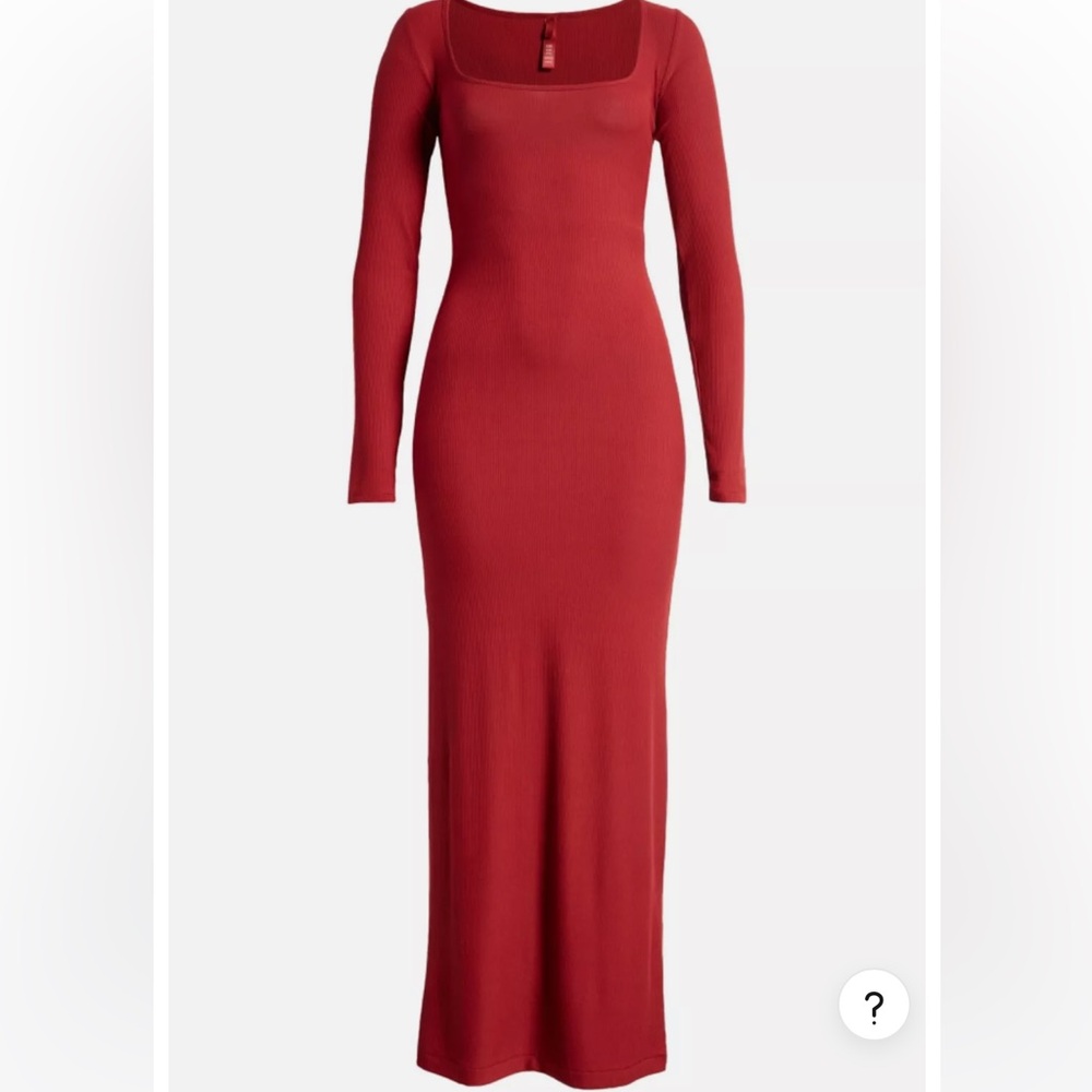 SKIMS Soft Lounge Long Sleeve Maxi Dress Brick Size M NWT